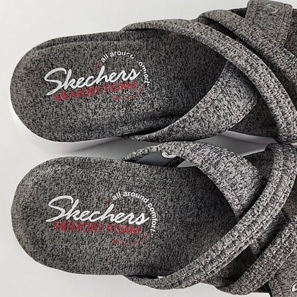 Skechers Rumblets Splendor Grey White Flat Sandal Toe Ring Lightweight Size 6 - Picture 9 of 14